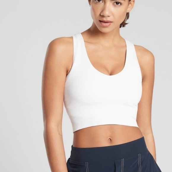 Athleta Tops - Athleta Aurora crop rib tank white seamless racerback size small 556403
